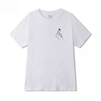 Новая брендовая футболка с сердечком на пальце, милые летние женские футболки унисекс с графическим принтом и короткими рукавами, милые футболки из 100% хлопка 2XL