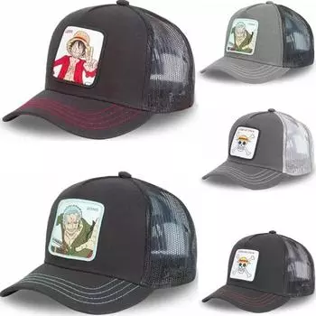 Новая брендовая кепка Snapback с героями мультфильмов и аниме, хлопковая бейсболка для мужчин и женщин, хип-хоп, шляпа для папы, сетчатая шляпа дальнобойщика STRAW BLACK