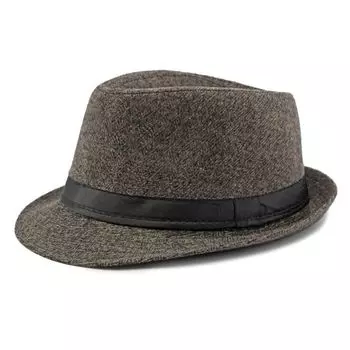 Новая британская зимняя шерстяная клетчатая шляпа для мужчин среднего возраста, шляпа в стиле джаз, шляпа с большими теплыми полями, фетровая фетровая шляпа для свадебной вечеринки, фетровая шляпа-федора коричневый