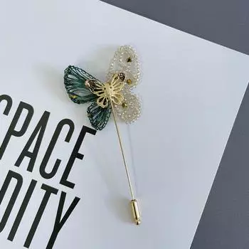 Новая брошь-бабочка из искусственного хрусталя, темперамент ручной работы из бисера, брошь с длинной иглой, элегантные аксессуары-булавки