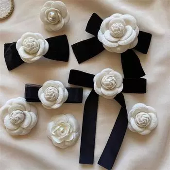 Новая брошь из ткани «Камелия», бархатный галстук-бабочка, женская рубашка в стиле колледжа, булавки для воротника, винтажные броши для свадебной вечеринки для женщин A1