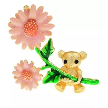 Новая брошь-качели с милым медведем, булавка с котенком, модные украшения в виде животных, эмалированные цветы в мультяшном стиле, женские броши, 2 цвета, подарки