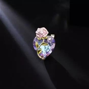 Новая брошь Love Rose в виде цветного хрустального сердца, модная брошь высокого класса, дизайнерские булавки и аксессуары для одежды Sense фиолетовый