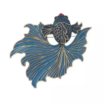 Новая брошь в китайском стиле с имитацией синего капельного масла и золотой рыбки с простым и элегантным темпераментным цветочным аксессуаром на груди Cheongsam синий