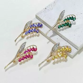 Новая брошь в виде колоса пшеницы из сплава со стразами, изысканная брошь для женского костюма, пальто, ювелирное украшение