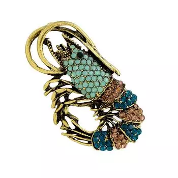 Новая брошь в виде креветки со стразами, винтажная булавка с изображением животного, 2 цвета в наличии, зимнее пальто, аксессуары, вечерние украшения