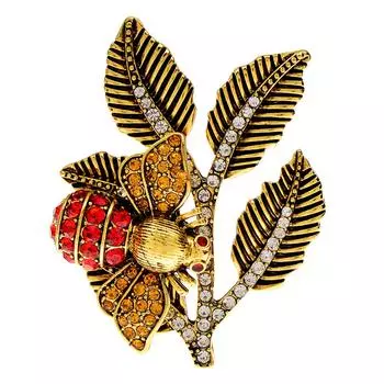 Новая брошь в виде пчелы на ветке для женщин, модная булавка со стразами, ювелирные изделия в виде пчелы, винтажные аксессуары, хороший подарок