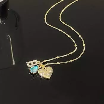 Новая буква B с синим цирконием в форме сердца, ожерелье, ювелирные изделия для женщин