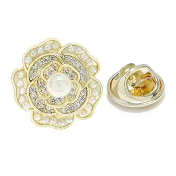 Новая булавка для воротника с изображением камелии из меди и кубического циркония, летняя модная брошь для рубашки, роскошные аксессуары для женщин и мужчин