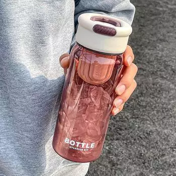 Новая бутылка для воды с заварочным устройством для чая, 650 мл, пластиковая герметичная летняя посуда для напитков, чашка для занятий спортом на открытом воздухе, дорожные чашки для чая, сока, молока 650ml белый