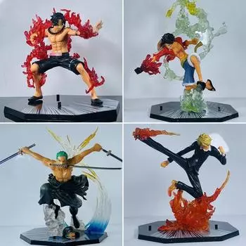 Новая цельная аниме-фигурка, огненный кулак, Луффи, Эйс, Санджи, боевая модель, куклы, ПВХ Сабо, фигурка, Зоро, призрак, игрушки с тремя ножами ace