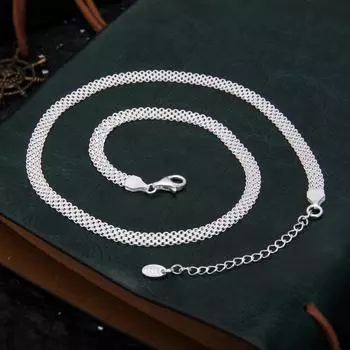 Новая цепочка из стерлингового серебра 925 пробы с широкой сеткой из змеиной кости, новинка 2022 года, серебряное ожерелье, женская легкая цепочка на ключицу, европейская и американская 38cm