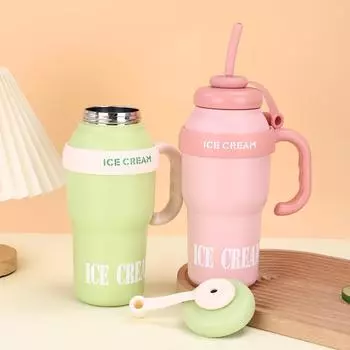Новая чашка Big MAC Straw Cup из нержавеющей стали Ice Bulba Cup с высоким уровнем внешнего вида для разделения чая для мужчин и женщин Outdoor Thermos Cup 1000ml