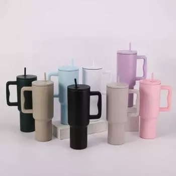 Новая чашка-нагреватель льда из нержавеющей стали четырех поколений, 40 унций, соломенная чашка, вакуумная чашка, уличная портативная портативная чашка с ручкой 40oz белый
