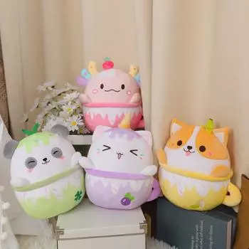 Новая чашка серии животных, плюшевая игрушка, милая розовая чашка, кукла саламандра корги, праздничный подарок для A