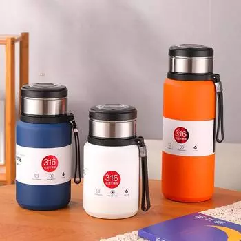 Новая чашка-термос из нержавеющей стали 316, большая емкость, чашка для чая с разделением воды, тушеная чашка с портативной ручкой, чашка для чая 800ml