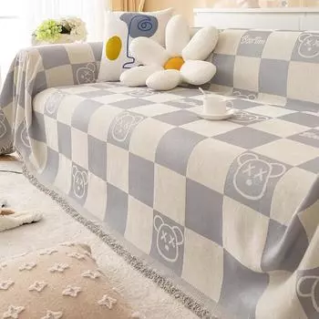 Новая черная линия, ткань для покрытия дивана, 2024, синель, ткань против царапин, простая ткань для полного покрытия дивана, универсальная для всех сезонов 180*130cm