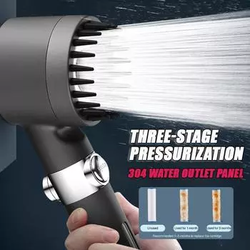 Новая черная насадка для душа с дождем, высокое давление, 3 режима, регулируемый держатель фильтра повышения давления со шлангом для наборов аксессуаров для ванной комнаты