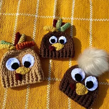 Новая чистая ручная вязка крючком личность смешная роговая шляпа для вечеринки семейная шляпа children 48-52cm