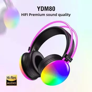 Новая цветная Bluetooth-гарнитура YDM80 с креплением на голове, долгим сроком службы батареи, мощными басами, красочной спортивной игрой чёрный