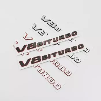 Новая цветная буква V8 BITURBO Эмблема для стайлинга автомобиля Benz, наклейка с логотипом на крыло, хром, черный, красный V8 BIturbo-Red and Silver(2pcs)