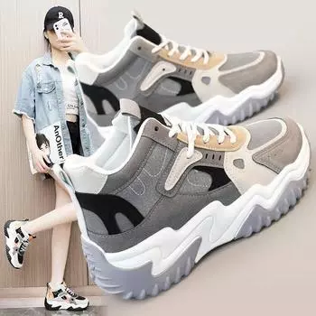 Новая цветная модная женская повседневная обувь, осень 2023, универсальные дышащие туфли на толстой подошве, корейское издание, женские туфли на плоской подошве 35 чёрный