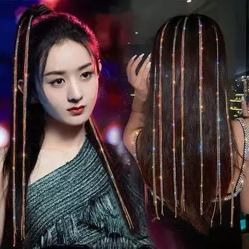 Новая цветная сверкающая бриллиантовая заколка для волос с кисточками, ободок для волос с дредами