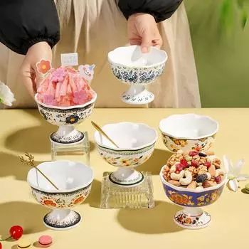 Новая цветочная меламиновая миска, симпатичная высокая миска, контейнер для лапши, миска для супа, десерта, кухонная утварь, посуда, кухонные принадлежности