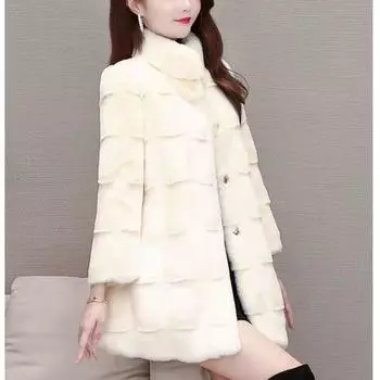 Новая датская норковая шуба, искусственный мех, женская утолщенная норковая бархатная широкая женская зимняя одежда средней и длинной длины S абрикосовый