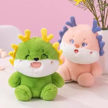 Новая декомпрессионная игрушка, милый дракон, настольная фигурка, милая мультяшная розовая кукла, плюшевый праздничный подарок, декоративная подушка для праздничных поздравлений 23cm розовый