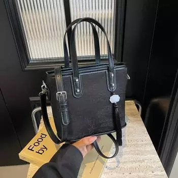 Новая деловая модная универсальная однотонная черная серебристая женская сумка на одно плечо сумка через плечо