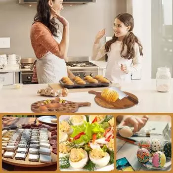 Новая деревянная подставка для яиц, подставка для яиц, подставка для яиц на 24 ячейки, круглая разделочная доска для колбасных изделий, кухонный инструмент