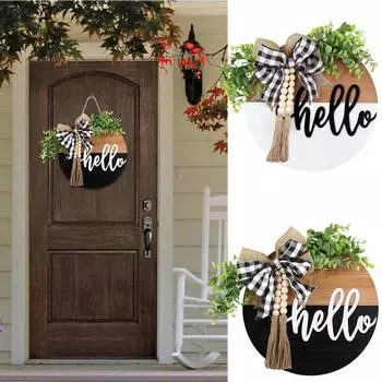 Новая деревянная вывеска, круглое украшение интерьера, подвесное украшение, декоративная вывеска на дверь One Size чёрный