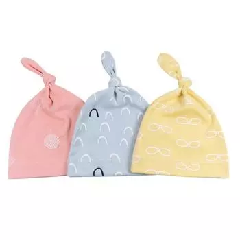 Новая детская хлопковая шапка, однослойная тонкая шапка с хвостом, светло-желтые очки, L L