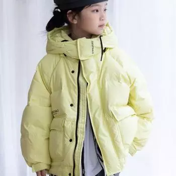 Новая детская куртка-пуховик с буквами для мальчиков и девочек, зимняя белая детская одежда на утином пуху, пальто 120cm розовый