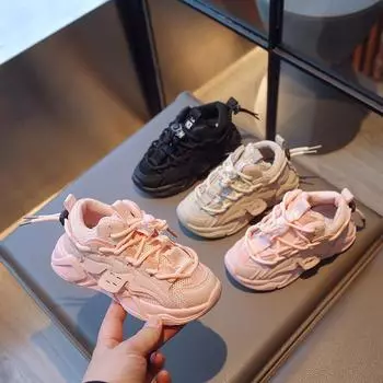 Новая детская модная дышащая обувь для детей, студентов, трендовые спортивные кроссовки на мягкой подошве для бега для мальчиков и девочек, удобные спортивные кроссовки 23 розовый