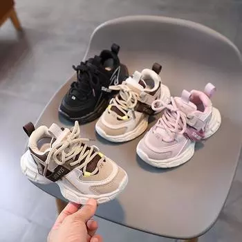 Новая детская модная дышащая обувь Four Seasons для детей, студентов, трендовые спортивные кроссовки на мягкой подошве для бега для мальчиков и девочек, удобные кроссовки 26 хаки