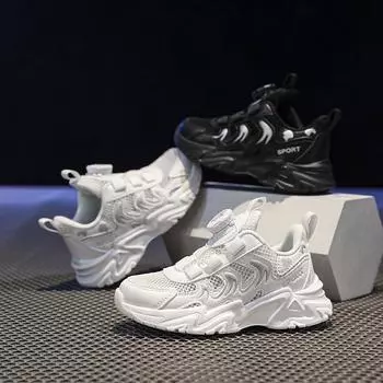 Новая детская модная дышащая повседневная обувь для детей, студентов, трендовые спортивные кроссовки на мягкой подошве для бега для мальчиков и девочек, удобные спортивные кроссовки 28 белый