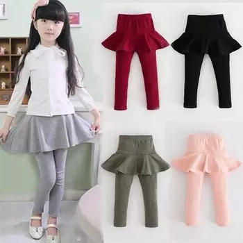 Новые модные однотонные эластичные юбки для девочек, осень-зима-весна, длинные брюки, леггинсы, юбка-торт 8T серый