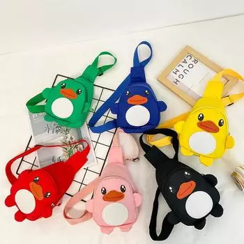Новая детская нагрудная сумка, симпатичная сумка-мессенджер с уткой для мальчиков и девочек, дорожная сумка с рисунком для детей чёрный