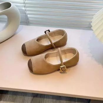 Новая детская обувь для девочек, простая детская кожаная обувь в стиле пэчворк, модная весенне-осенняя повседневная обувь для малышей, мягкая подошва, универсальная 23 коричневый