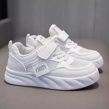 Новая детская обувь. Маленькая белая нескользящая детская спортивная обувь на мягкой подошве для девочек. Большая детская обувь. 26