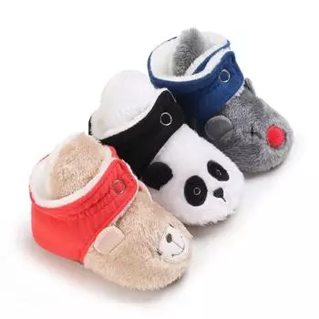 Новая детская обувь, милые пинетки для мальчиков и девочек, зимние теплые нескользящие детские ботинки с изображением животных, мягкая обувь для кроваток для новорожденных L