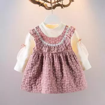 Новая детская одежда платье кружево имитация двухсекционная детская юбка принцесса 80cm