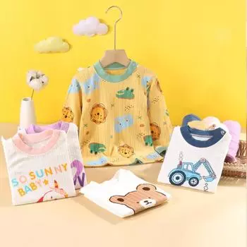 Новая детская осенняя одежда, длинные брюки, хлопковые костюмы, весенние и осенние пижамы для мальчиков и девочек, детские товары на дому с высокой талией 73