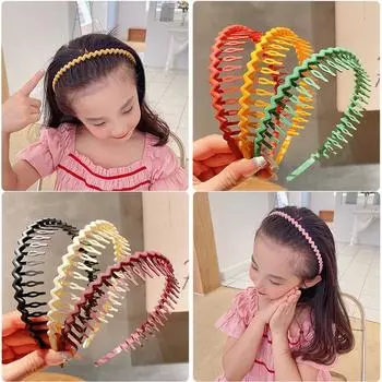 Новая детская повязка на голову, простая повязка на голову с зубцами, Нескользящая шпилька для волос, головной убор для взрослых, ломкие волосы, артефакт, головной убор принцессы 1pcs оранжевый