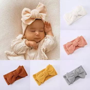 Новая детская повязка на голову с большим бантом, широкая эластичная однотонная повязка для волос для новорожденных девочек, тюрбан, аксессуары для волос, повязка на голову, подарок