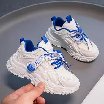 Новая детская повседневная обувь, кроссовки для мальчиков, студенческие дышащие туфли на плоской подошве для девочек, весенне-осенняя детская спортивная обувь 26 синий