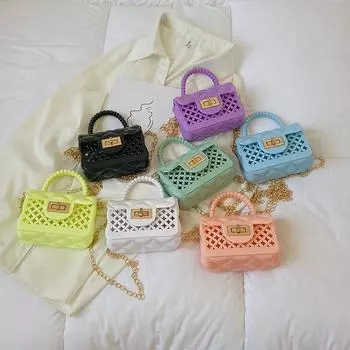 Новая детская сумка женская иностранного стиля модная силиконовая сумка через плечо сумка для улицы милая сумка для мелочи сумка из желе чёрный