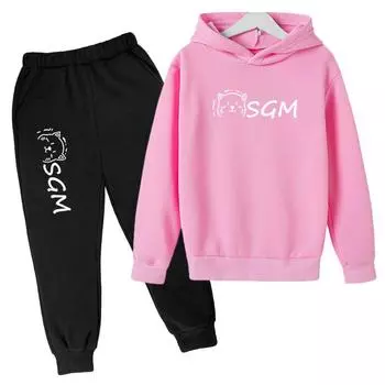 Новая детская толстовка, детский костюм, брюки, принтованная флисовая толстовка с капюшоном, спортивные штаны для мальчиков и девочек, топ 110cm чёрный